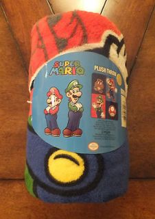 NWT Nintendo Super Mario Time To Team Up Plush Fleece Throw Blanket