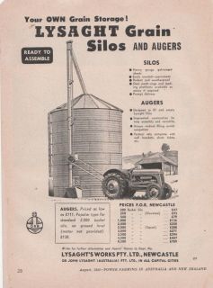Vintage 1956 LYSAGHT GRAIN SILOS & AUGERS Advertisement
