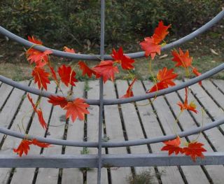 Red Autumn Maple Leaf Artificial Fake Garland Vine Wedding Party Home