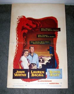 BLOOD ALLEY original movie poster JOHN WAYNE/LAUREN BACALL