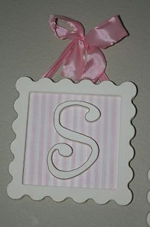 Infant Baby Girls Nursery Decor   Wall Letters S Initial Pink White