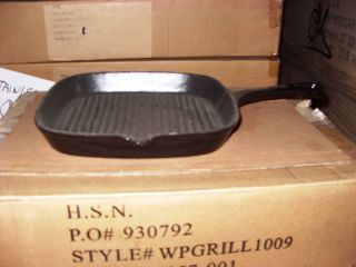 WOLFGANG PUCK 10 Cast Iron Grill Pan SQUARE BLACK