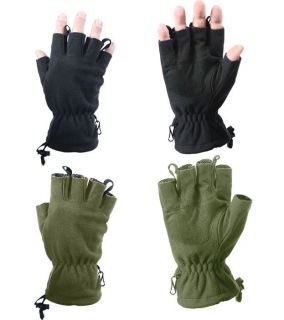 Military Fleece Fingerless Glove Cold Weather Hunting Camping Gear