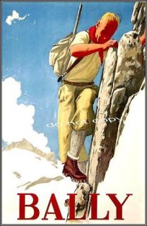 Bally   Chaussures de Montagnes 1935   French Vintage Poster Art
