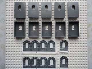 LEGO dark grey gray flat castle wall element with stickers