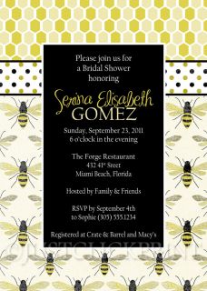 Honey Bumble Bee Bridal Shower Sprinkle or Baby Shower Invitation