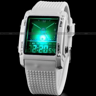 Digital Date Day Alarm Men Lady Silicone Red Blue LED Backlight Watch