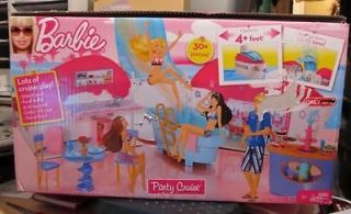 BARBIE PARTY CRUISE BOAT SET 30+ PIECES OPENS TO 4 FT NIB AGES 3+