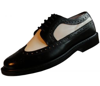 Mens Black and White Spectator Dance Thick Sole Shoe