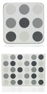 BLACK WHITE GREY SPOTTED TABLE MATS COASTERS PLACEMATS