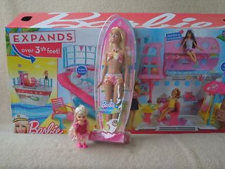 LOT Barbie Sisters Pink Cruise Ship Yacht Plus Kelly & Barbie Dolls