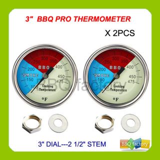 PACK) BBQ GRILL SMOKER PIT THERMOMETER TEMP GAUGE 1/2 NPT STM