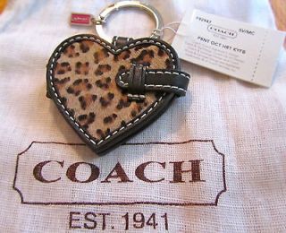Coach Leopard Fur Print Ocelot Heart Key FOB Ring #92947 Photo Frame