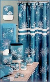 SHOWER CURTAIN FERN GROVE TURQUOISE GREEN GOLD