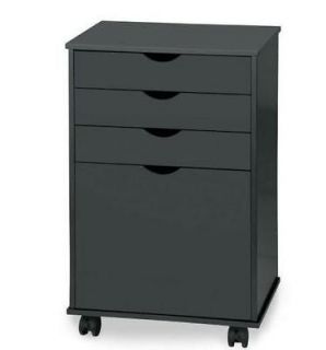 BLACK HOME OFFICE ROLLING PORTABLE STORAGE CART FILING CABINET