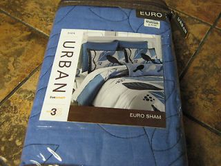 Urban Euro Sham by Bed Bath & Beyond  Blue c otton Quilted leaf design