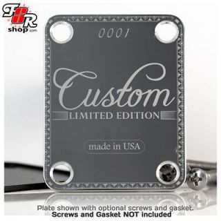 CHROME ETCHED/ENGRAVE​D NECK PLATE fits 4 hole/bolt GUITAR or BASS