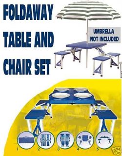 Folding Foldaway Table & 4 Chairs Bench Picnic Garden Beach Furniture
