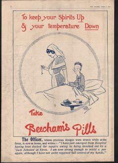 1915 BEECHAM PILL WAR MEDICAL QUACK NURSE BED WWI WATCH LONDON