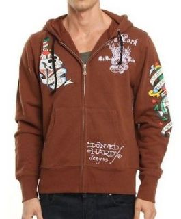 New Ed Hardy by Christian Audigier New York City Hoodie brown mens M