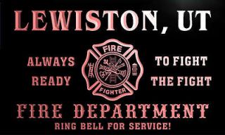 qy67896 r FIRE DEPT LEWISTON, UT UTAH Firefighter Neon Sign