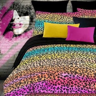 Revival Rainbow Leopard Twin size 6 Piece Bed in a Bag with Sheet Set