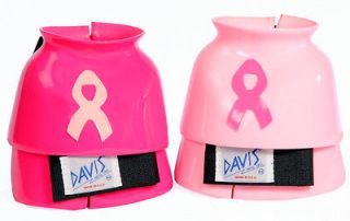 Cancer Ribbon Hot Pink Rubber Velcro Bell Boots Horse Pony Davis S
