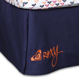 ROXY High Tide Navy Blue Orange Twin Bedskirt Cotton