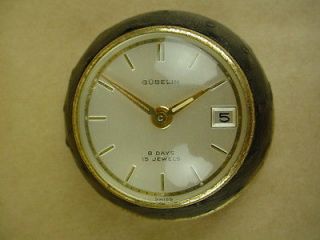 Gubelin 8 days Beautiful 1950s Vintage Swiss Alarm Desk Clock  NICE