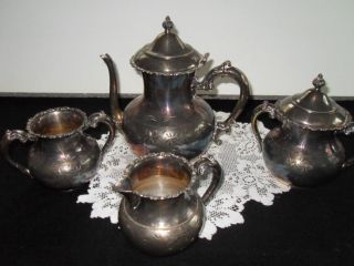 Antique Van Berg Silver P Co. Quadruple Silverplate Tea Set Service