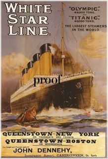 Titanic White Star Ship Ocean Liner Memorabilia advertising poster UK