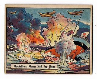 1942 Gum Inc. WAR GUM General MacArthurs Planes Sink Ships SUBIC BAY