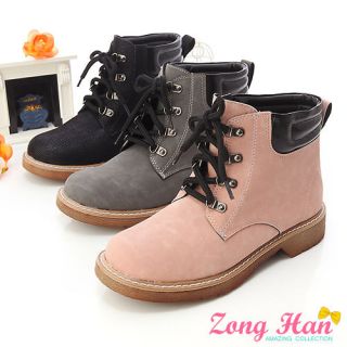 Womens Lace Up Work Boots Black Gray Baby Pink