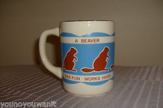 Vintage Boy Scouts   Beavers Coffee Mug Canada pottery Vintage