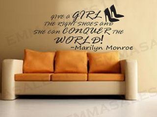 Marilyn MonroeGive a Girl the right Shoes Decal Vinyl Sticker Wall