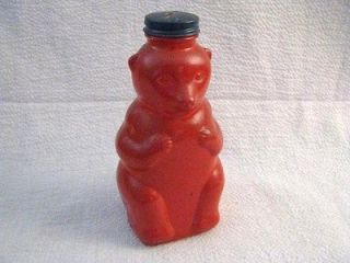 Vintage Snow Crest Beverages Painted Glass Honey Bear Bottle Jar Bank
