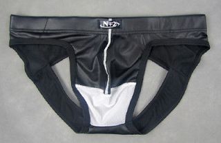 Backless Faux leather Underwear GString Bikini Men briefs Size L