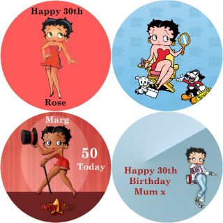 BETTY BOOP / PERSONALISED ROUND EDIBLE ICING SHEET CAKE TOPPERS