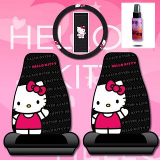 NEW HELLO KITTY CAR SEAT COVERS ACCESSORIES SET CORE