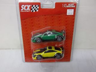 SCX 1/43 SCALE COMPACT TUNING CARS GREEN YELLOW SLOT CARS NEW 31050