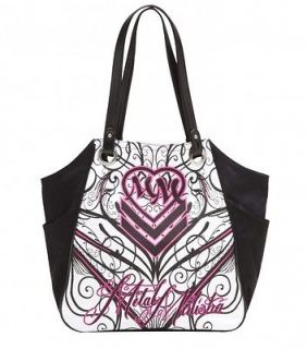 METAL MULISHA MAIDENS BELLE TOTE BLACK & CANVAS WITH FAUX LEATHER