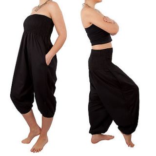 Black Harem Cotton Trouser Jumpsuit Romper Ali Baba Genie Pants   wear