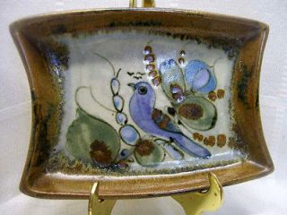 Ken Edwards (?) Hand Painted 7x5x1 Blue Bird Dish Mexican Unsigned
