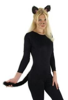 BLACK CAT EARS AND TAIL KIT COSTUME DRESS ACCESSORY ELH2101 NEW