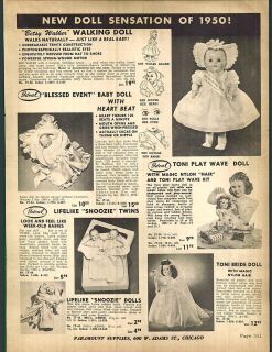 1951 AD Ideal Betsy Walker Doll Snoozie Twins Hopalong Cassidy