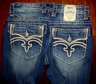 MENS ROCK REVIVAL JOSHUA RELAXED STRAIGHT JEANS SIZE 34X32