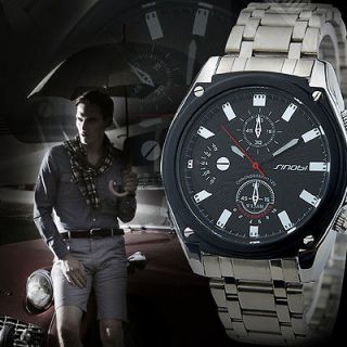 SINOBI Fashion Steel Black Case Sport Men Wrist Watch relojes de moda