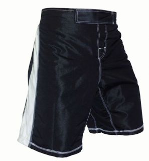Blank Black White Fight shorts (White Side Flex Panels) bjj MMA no gi