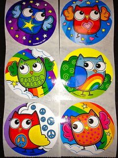 18 Rainbow Owl Bird Stickers Teacher Supply Party Favors Peace