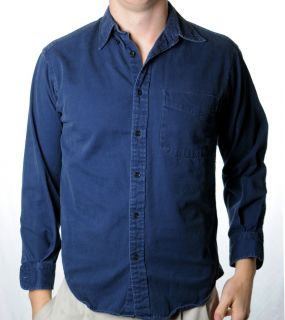 Vtg GAP Navy Blue Jean Corduroy Pocket Button Slim Indie Shirt Mens S